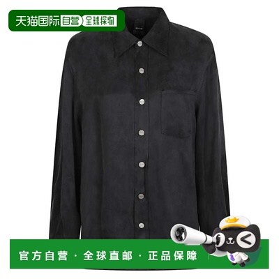 自营pinkoCaeser Cupro长袖混纺衬衫-黑色 美国奥莱直发