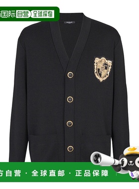 香港直邮Balmain 绣花贴饰针织长袖开衫 EH1KL00705KH羊毛