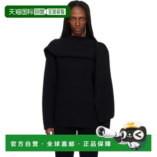 1h可退 香港直邮Courreges 女士 黑色 Scarf Oversized Wool 毛衣