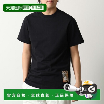 日本直邮BURBERRY 男士短袖圆领格纹T恤 8104889 A1189/黑色