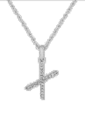 自营 sabrina14k 白金和钻石初始项链 - 白色 x 美国奥莱直发吊坠