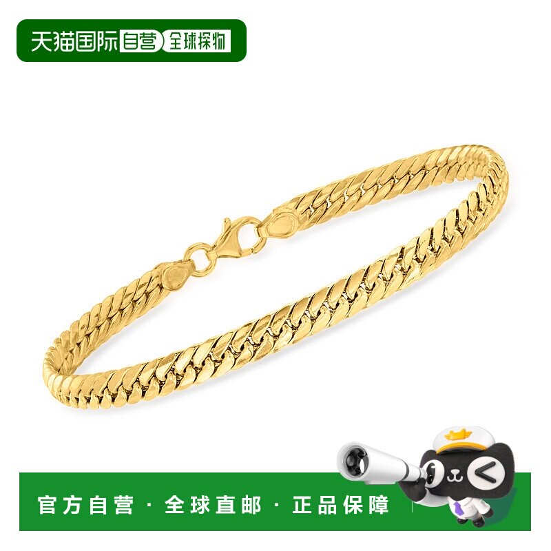 自营 Ross-Simons 意大利 14kt 黄金古巴链手链 - 7 英寸 美国奥