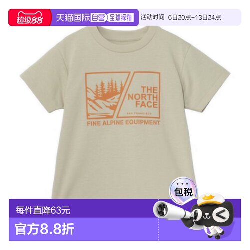 日本直邮THE NORTH FACE 幼儿短袖观点图案T恤 NTT32507 儿童北面