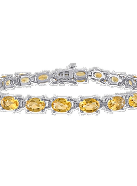 自营mimi & max14 3/4 CT TGW 925 纯银黄水晶手链 - 银白色 美国