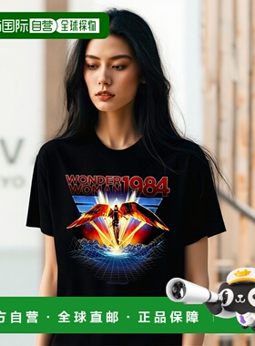 自营 gildan神奇女侠 84 84 金属短袖成人高腰 T 恤/T 恤 - 黑色