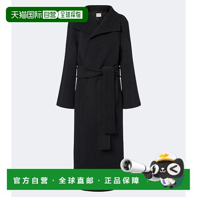 香港直邮KHAITE 女士 Romare 羊毛裹式大衣 black黑色 舒适时尚