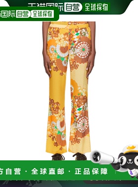 1h可退 香港直邮潮奢 Erl 女士 黄色粘纤运动裤 ERL04P019休闲裤