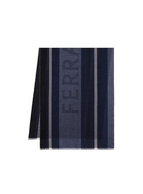Salvatore Ferragamo 条纹徽标围巾 520120