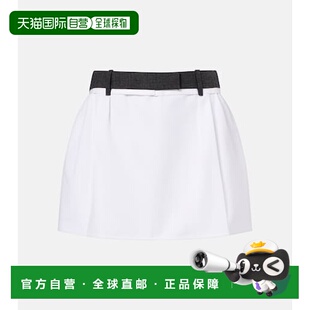 1h可退 香港直邮Prada 普拉达 女士 virgin 褶裥羊毛饰边棉质迷你