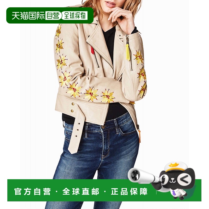 自营nicole miller亚马逊刺绣摩托夹克在野生动物园沙-野生动物园