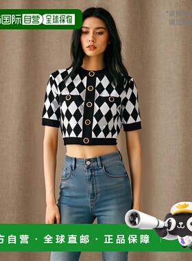 香港直邮BALMAIN 女士针织毛衣 DF1AI116KG66EAB AW2024 黑色短袖