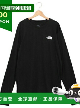 日本直邮THE NORTH FACET恤长袖方形徽标T恤黑色男士NF0A8B68 KY4