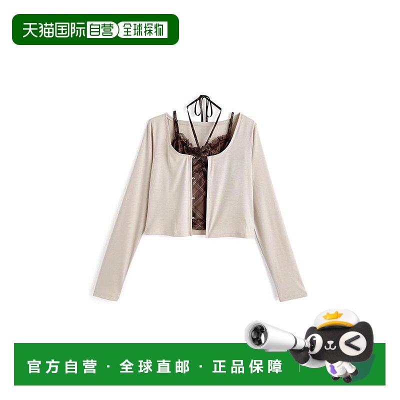 日本直邮日潮 GRL2Way 格纹吊带衫×开衫套装jm071