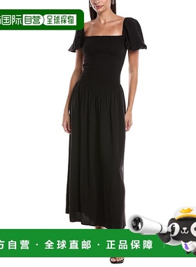 自营 opto.p.t.Nan亚麻混纺长裙-黑色 美国奥莱直发连衣裙