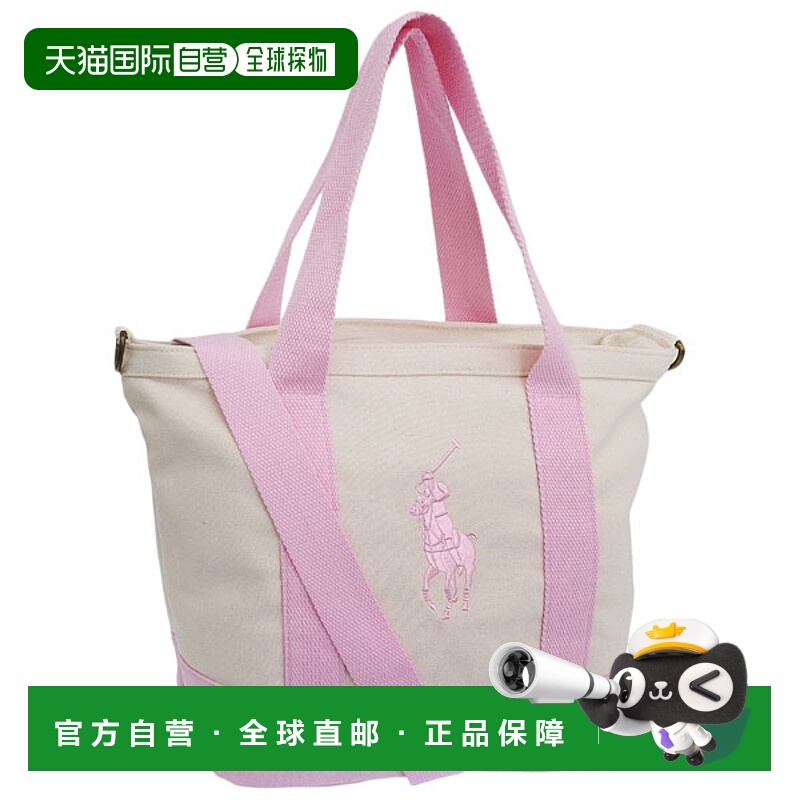 日本直邮Ralph Lauren 女士两用托特包棉质白色和粉色9AR023W2QRA