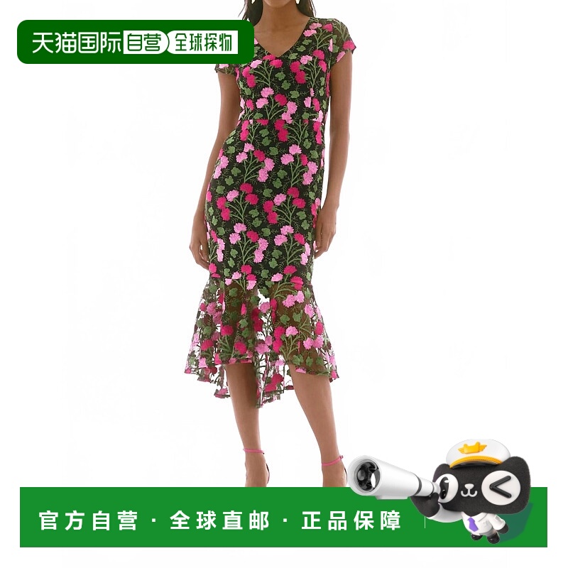 自营joseph ribkoffFloral V-Neck Midi Dress In Black Multi -