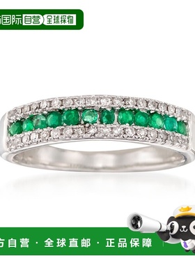 自营 ross-simons罗斯-西蒙斯翡翠和 . 14kt 白金钻石戒指 - 白色