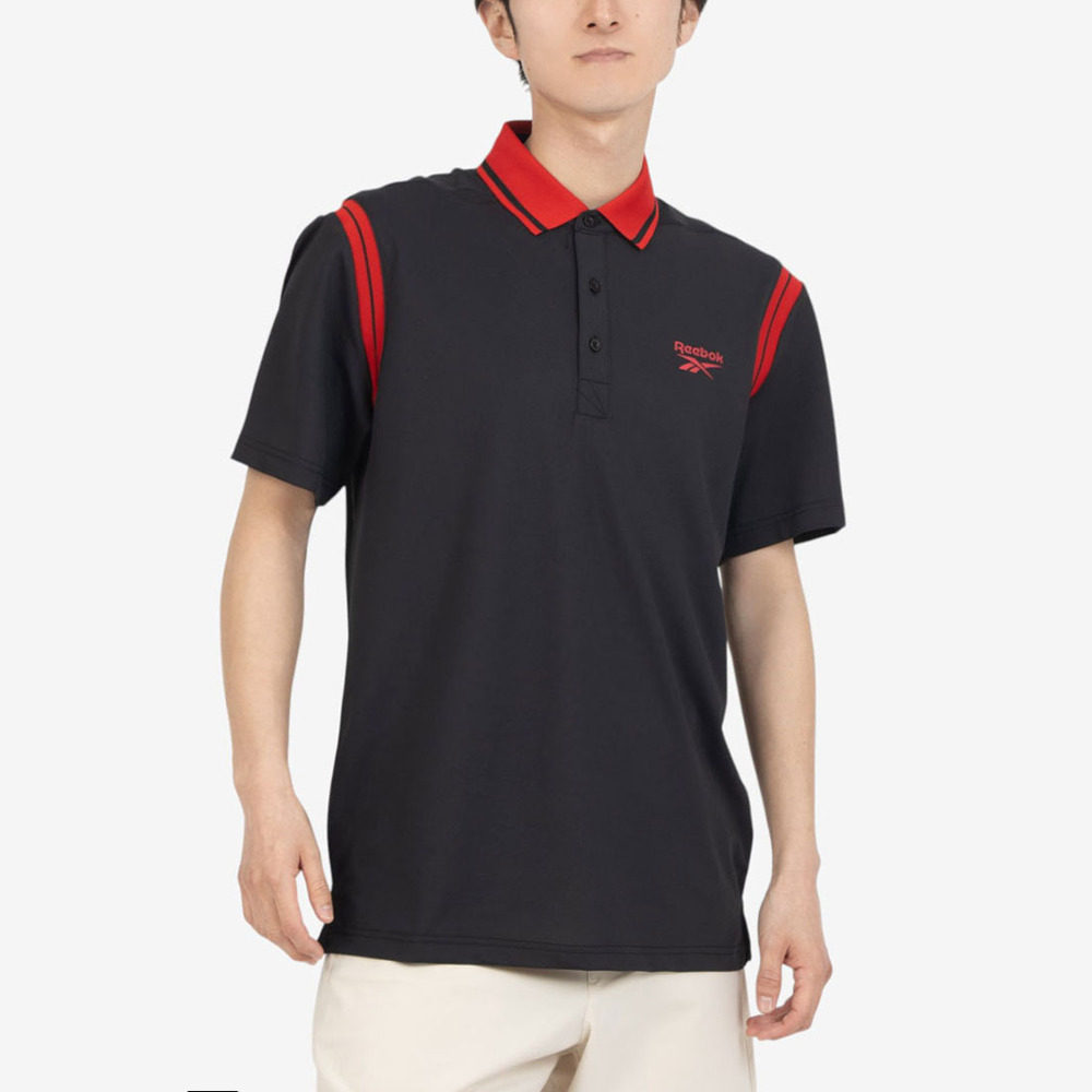 日本直邮Reebok RGMS26101 大学 Polo 衫（黑色）
