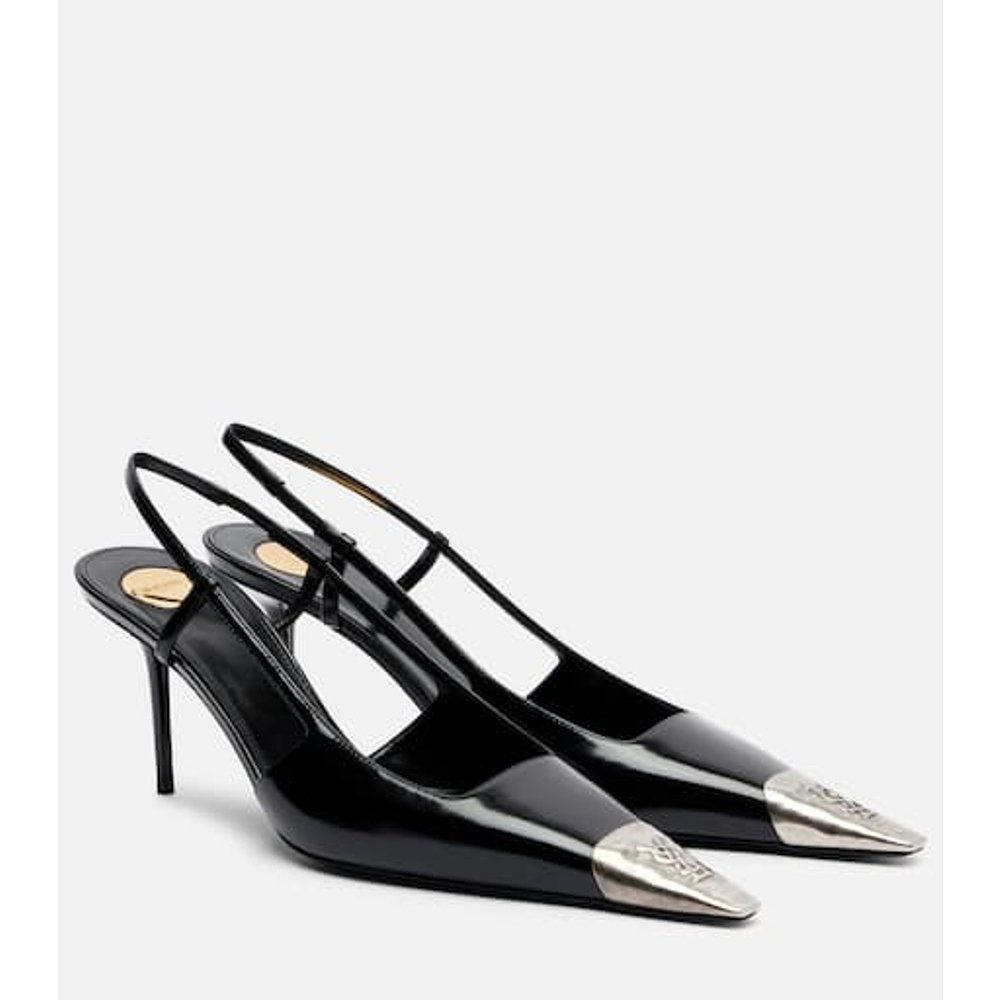 潮奢 Saint Laurent 圣罗兰 女士 Jeanne 75 皮质露跟浅口鞋
