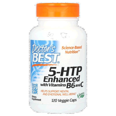 香港直发Doctor's Best5-HTP维生素B6和维生素C 120粒素食胶囊