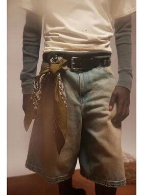 美国直邮BDG男士牛仔裤短裤中腰宽松直筒微弹休闲时尚 男装下装