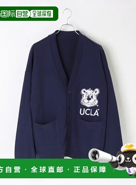 1h可退 日本直邮UCLA 男女同款深V领刺绣LOGO卡通图案运动毛线衫
