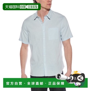 美国奥莱直发 蓝色 自营Vince 亚麻混纺纽扣衬衫