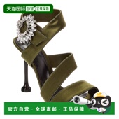 Alexandre 100 Birman 自营 Antonia Crystals 缎面凉鞋 绿色