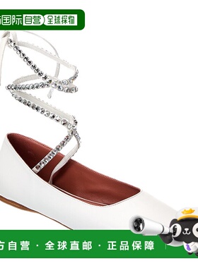自营 AMINA MUADDI Ane 系带皮革平底鞋 - 白色 美国奥莱直发