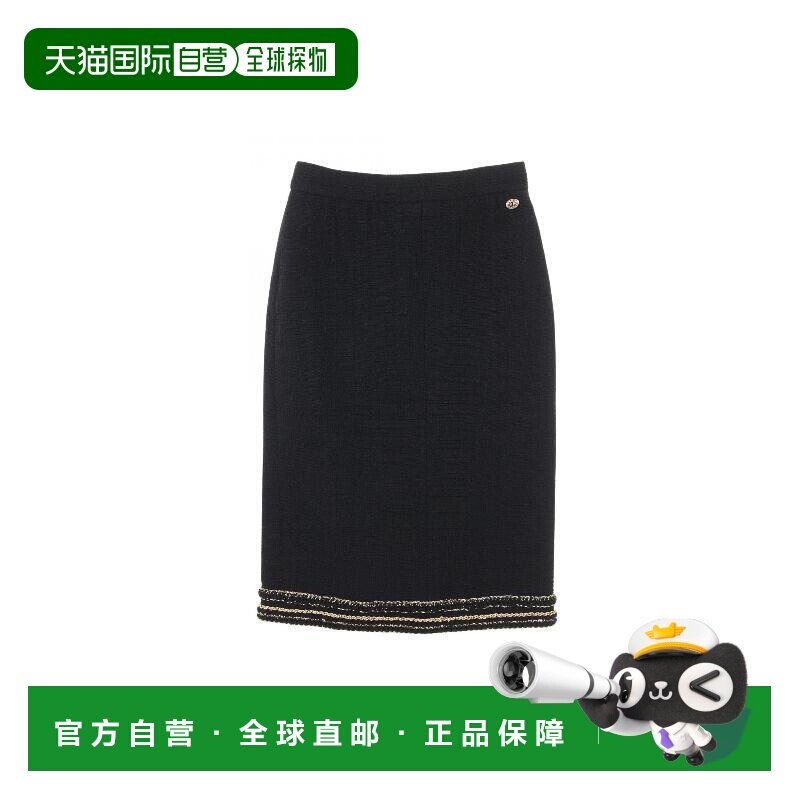 日本直邮中古Chanel香奈儿女A级95新skirt裙子羊毛裙子黑色