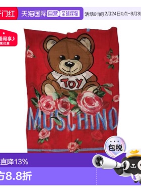 香港直邮MOSCHINO莫斯奇诺 印花造型 羊毛 绒线围巾女款 红色