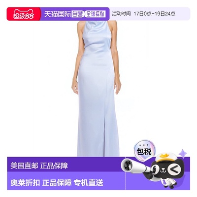 自营badgley mischka戴利Halter领礼服在天空-天空 美国奥莱直发