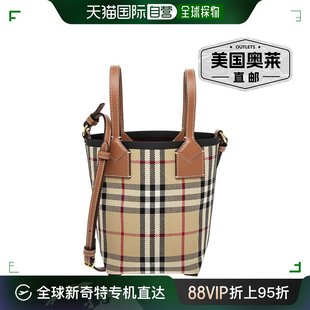 London Burberry 迷你格纹帆布和皮革托特包 99新未使用 多