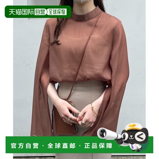 1h可退 日本直邮JUNOAH 女士纯色透视长袖衬衫 春夏轻薄透气 时尚