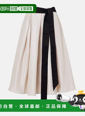 1h可退 香港直邮潮奢 'S Max Mara 女士 Baschi 褶裥棉混纺中长半