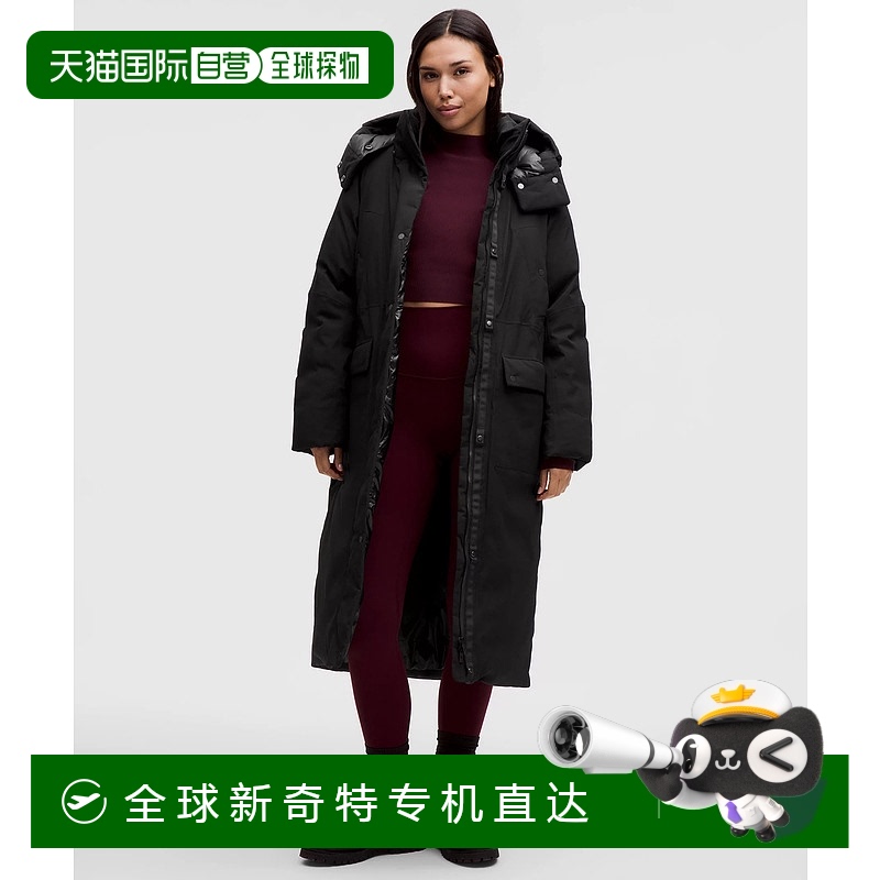 1h可退 日潮跑腿Lululemon露露乐蒙 防水长款保暖宽松羽绒服 LW4C