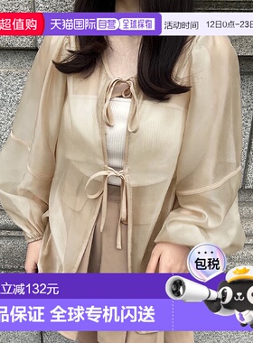 日本直邮JUNOAH 2WAY透明蓬松袖衬衫 [JU5602EW05546]泡泡袖