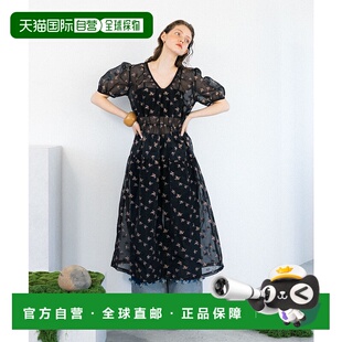 1h可退 日本直邮KBF 女士刺绣透视感V领连衣裙 KBA526R170