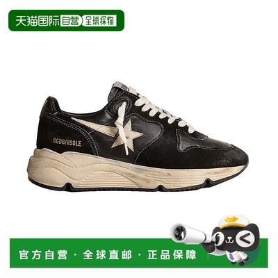 自营欧洲直邮GOLDENGOOSE/GGDB女士黑色绒面皮革LOGO鞋尾低跟运动
