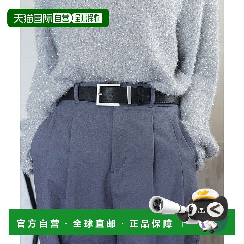 日本直邮florge 男女通用可裁剪长度哑光银色扣头仿皮宽腰带 [FL8