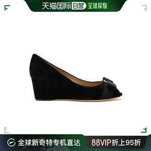 0539743 女士黑色绒面革坡跟高跟鞋 FERRAGAMO 香港直邮SALVATORE