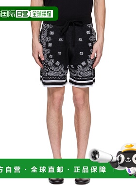 1h可退 香港直邮AMIRI 男士 黑色 Bandana 短裤 AMKNSH1020