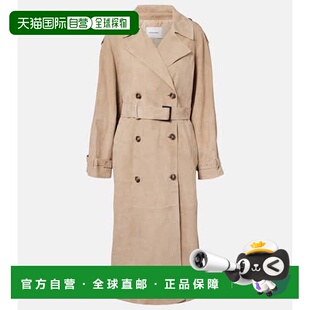 1h可退 香港直邮潮奢 YVES SALOMON 女士 绒面革风衣 beige米色