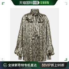 女士蛇纹系带细节真丝衫 巴尔曼 Balmain 香港直邮潮奢