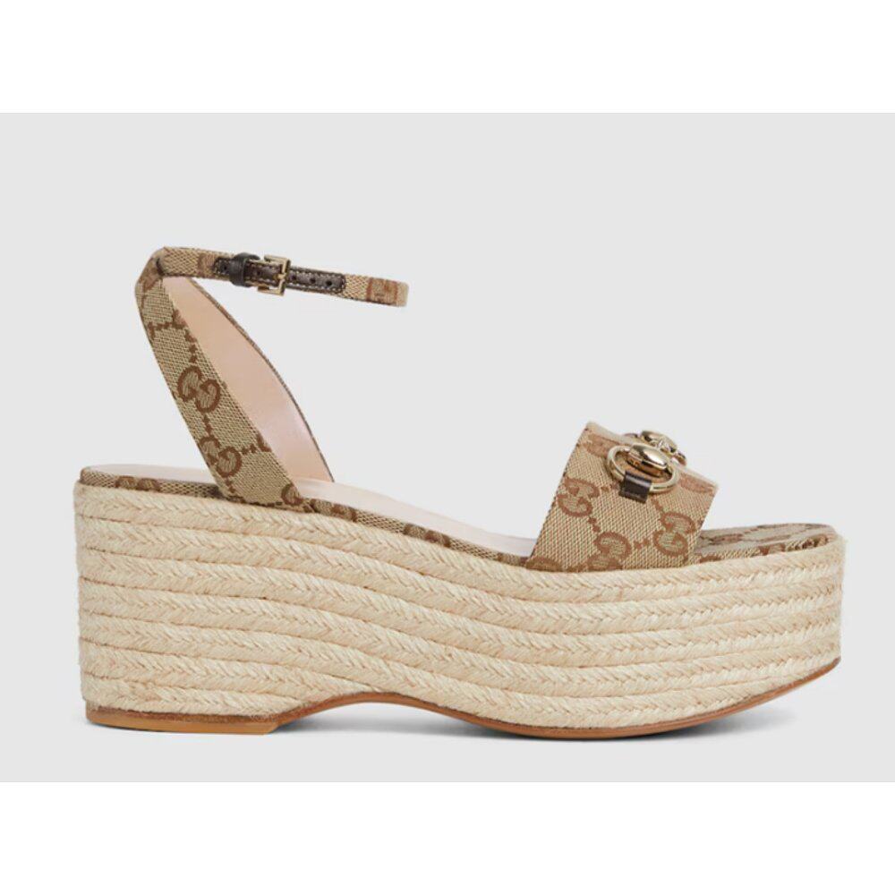 GUCCI 女士凉鞋 816692H63209744 SS2025 花色 Horsebit 厚底凉鞋