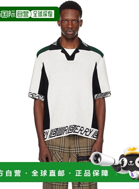 香港直邮Burberry 巴宝莉 男士 白色 & 黑色 Logo Trim Wool Polo