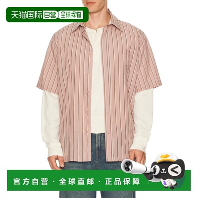 1h可退 香港直邮潮奢 Simkhai 男士 Deacon 短袖宽松款衬衫 22621