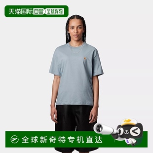 针织 欧洲直邮Carhartt Wip 女士蓝色棉短袖 T恤女款