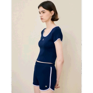 韩国直邮LOEUVRE正品 短裤301721854Color Trimming Knit Shorts