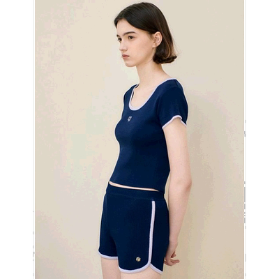 韩国直邮LOEUVRE正品 短裤301721854Color Trimming Knit Shorts